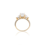 14K Gold Lab Diamond Engagement Ring – Emerald Solitaire with Trillian Side Stone – 3.50 CTW