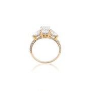 14K Gold Lab Diamond Engagement Ring – Emerald Solitaire with Trillian Side Stone – 3.50 CTW
