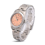 Factory Rolex 24MM Oyster Perpetual Watch – Stick Pink Salmon Dial – Stainless Steel