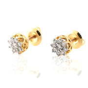 10K Gold Diamond Stud Earring – Flower Shape with Pointer Center – 0.32 CTW