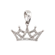 10K Gold Diamond Pendant – Minimalist Royal Princess Crown Accent Charm – 0.20 CTW