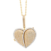 10K Gold Diamond Pendant – Heart Picture Locket  – 2.28 CTW