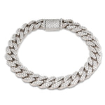 925 Sterling Silver Lab Diamond Bracelet – Curb Cuban Link Mirco Pavé Hand Set – 7.00 CTW