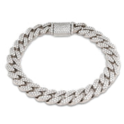 925 Sterling Silver Lab Diamond Bracelet – Curb Cuban Link Mirco Pavé Hand Set – 7.00 CTW