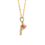 10K Gold Diamond Pendant – Tri-Color Gold Floral Charm with Baguette – 0.60 CTW