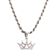 10K Gold Diamond Pendant – Minimalist Royal Princess Crown Accent Charm – 0.20 CTW