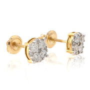 10K Gold Diamond Stud Earring – Flower Style with Four Pointers – 0.75 CTW