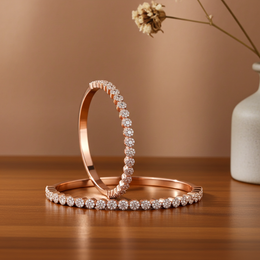 10K Gold Diamond Bangle Bracelet – Round Cluster Flower Setting – 1.24 CTW