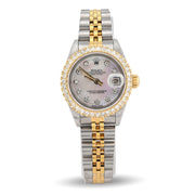 Custom Diamond Bezel Rolex 26MM DateJust Watch – Two Tone 10 Pointer MOP Dial – 1.50 CTW