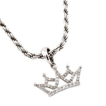 10K Gold Diamond Pendant – Minimalist Royal Princess Crown Accent Charm – 0.20 CTW