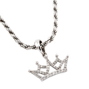 10K Gold Diamond Pendant – Minimalist Royal Princess Crown Accent Charm – 0.20 CTW