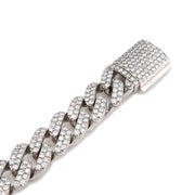 925 Sterling Silver Lab Diamond Bracelet – Curb Cuban Link Mirco Pavé Hand Set – 7.00 CTW