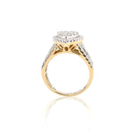 14K Gold Pear-Shape Diamond Engagment Ring – Cluster Center with Baguette & Round Accents – 2.03 CTW