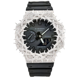 Custom Diamond G-Shock GA2100 Watch – Iced Out Spiked Bezel Black Face – 4.80 CTW