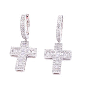 Diamond Dangling Cross Baguette Stone Setting - 10KT Gold & 1.65 CTW