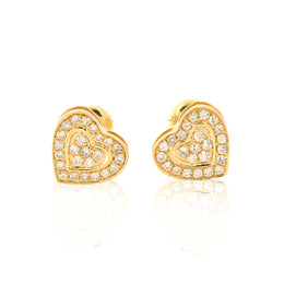 10K Gold Diamond Stud Earring – Heart Shape with Two Row Round – 0.13 CTW