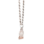 10K Gold Diamond Pendant – Two Tone Royal Queen Crown Accent Charm – 0.20 CTW