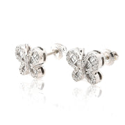 10K Gold Diamond Stud Earring – Butterfly Shape with Baguette – 0.45 CTW
