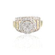 10K Gold Diamond Engagement Ring – Round Halo with Baguette Accents – 3.00 CTW