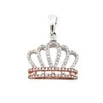 10K Gold Diamond Pendant – Two Tone Royal Queen Crown Accent Charm – 0.20 CTW