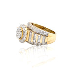 10K Gold Diamond Engagement Ring – Round Halo with Baguette Accents – 3.00 CTW
