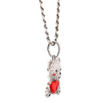 10K Gold Diamond Pendant – Teddy Bear Charm with Red Heart and Cheeks – 1.30 CTW