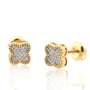 10K Gold Diamond Stud Earring – Clover Style with Round – 0.27 CTW
