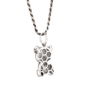 10K Gold Diamond Pendant – Teddy Bear Charm with Red Heart and Cheeks – 1.30 CTW