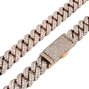 925 Sterling Silver Lab Diamond Necklace – Miami Cuban Link Mirco Pavé Set – 20.0 CTW