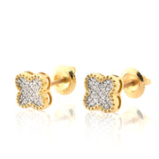 10K Gold Diamond Stud Earring – Clover Style with Round – 0.27 CTW