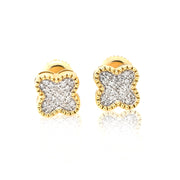 10K Gold Diamond Stud Earring – Clover Style with Round – 0.27 CTW