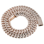 925 Sterling Silver Lab Diamond Necklace – Miami Cuban Link Mirco Pavé Set – 20.0 CTW