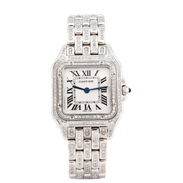 Custom Diamond Cartier 22MM Panthère Watch – Iced Out Stainless Steel Roman Dial – 7.80 CTW