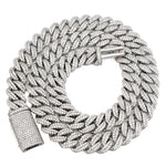 925 Sterling Silver Lab Diamond Necklace – Miami Cuban Link Hand-Set Pavé – 32.0 CTW