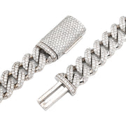 925 Sterling Silver Lab Diamond Necklace – Miami Cuban Link Hand-Set Pavé – 32.0 CTW