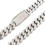 925 Sterling Silver Lab Diamond Necklace – Miami Cuban Link Hand-Set Pavé – 32.0 CTW