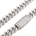 925 Sterling Silver Lab Diamond Necklace – Miami Cuban Link Hand-Set Pavé – 32.0 CTW
