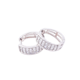 Diamond Hoops Four Row Baguette Stone Setting - 10KT Gold & 0.60 CTW