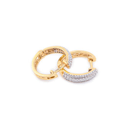 Diamond Hoops Three Row Round Stone Setting - 10KT Gold & 0.50 CTW