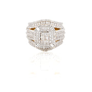 10K Gold Diamond Engagement Ring  – Multi-Layer Baguette & Round Cluster Design – 2.08 CTW