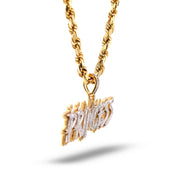 10K Gold Diamond Charm – Custom Princess Script Charm with Baguette – 2.93 CTW
