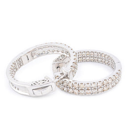 Diamond Hoops Two Row Round Stone Setting - 10KT Gold & 3.00 CTW