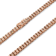10K Gold Diamond Necklace – Baguette Tennis Link Invisible Setting – 3.50 CTW