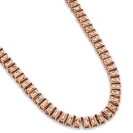 10K Gold Diamond Necklace – Baguette Tennis Link Invisible Setting – 3.50 CTW
