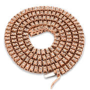 10K Gold Diamond Necklace – Baguette Tennis Link Invisible Setting – 3.50 CTW