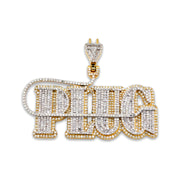 10K Gold Diamond Charm – Custom Two Tone Plug Charm with Baguette – 3.20 CTW