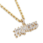 10K Gold Diamond Charm – Custom Princess Script Charm with Baguette – 2.93 CTW