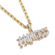 10K Gold Diamond Charm – Custom Princess Script Charm with Baguette – 2.93 CTW