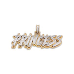 10K Gold Diamond Charm – Custom Princess Script Charm with Baguette – 2.93 CTW