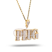 10K Gold Diamond Charm – Custom Two Tone Plug Charm with Baguette – 3.20 CTW